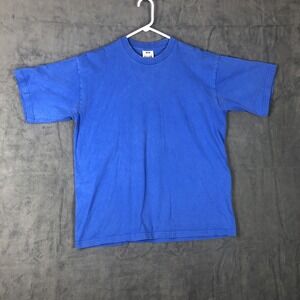 Vintage 90s Pro Club Heavy Weight Blue Blank T-Shirt Adult XL Tall Made In USA